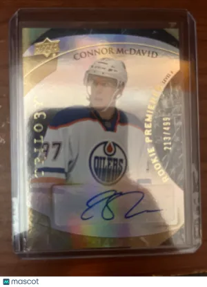 2015-16 Upper Deck Trilogy Connor McDavid Rookie Premieres Auto #213/499 RC