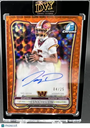 2026 Bowman Chrome Jayden Daniels Orange Refractor 04/25 Washington Commanders