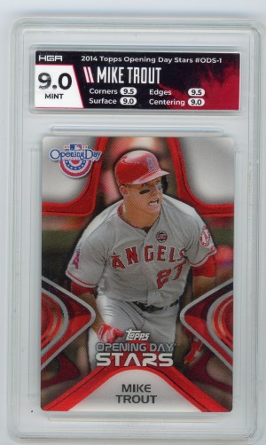 2014 Topps Opening Day Stars #ODS-1 Mike Trout HGA 9 Mint front