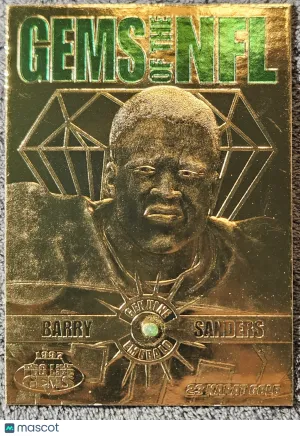 1997 Score Board Gems of the NFL 23 Karat Gold #B5 Barry Sanders Genuine Emerald