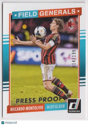 Near Mint Donruss Field Generals Silver Press Proof #12 AC Milan Parallel Insert Soccer Card