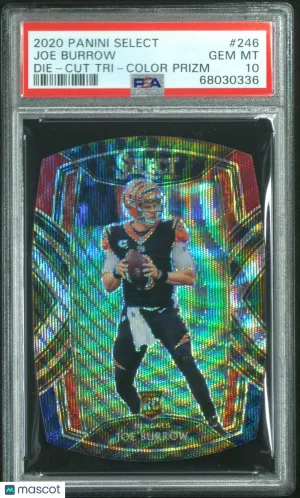 2020 Panini Select Joe Burrow Die Cut Tri Color Prizm Rookie #246 PSA 10 Cincinnati Bengals