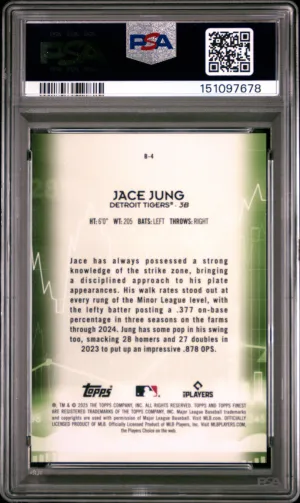 2025 Topps Finest Bullish Jace Jung #B4 PSA 10 back