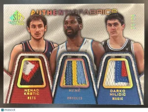 Game Used Nenad Krstic Darko Milicic Nene Hilario Authentic Fabrics Triple Patch #AFT-KNM Seattle SuperSonics
