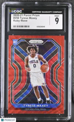 2020-21 Panini Prizm Tyrese Maxey Ruby Wave Rookie #256 CGC 9 Philadelphia 76ers