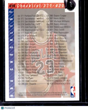 1992 Upper Deck NBA Checklist Michael Jordan #419