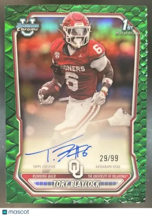 Flagship Tory Blaylock Chrome Prospect Autograph Green Reptilian Refractor #BCPA-TBL Oklahoma Sooners