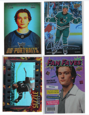 2026-27 Upper Deck Series 1 Macklin Celebrini Insert Lot (4 Cards)