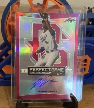BA-JA2 Jordon Adell 2016 Leaf Metal Perfect Game All-American - Metal-Autographs-Pink-Prismatic #/20