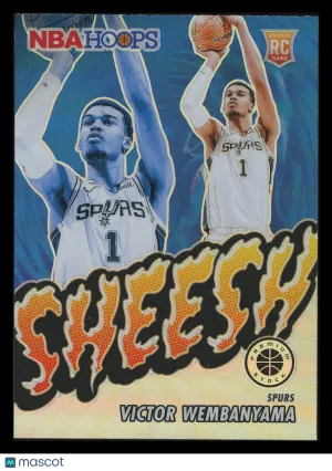 Victor Wembanyama 2023 Panini NBA Hoops Premium Stock Sheesh Silver Prizm RC #12 San Antonio Spurs