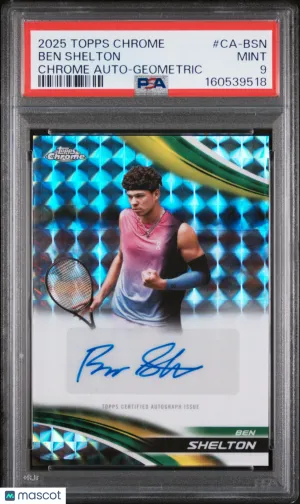 2025 Topps Chrome Tennis Chrome Autographs Ben Shelton #CA-BSN Geometric PSA 9
