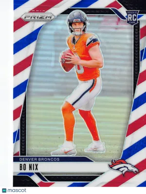 2024 Panini Prizm Football Bo Nix Red White and Blue Rookie RC #309 Denver Broncos