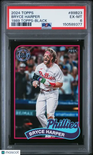 2024 Topps 1989 Topps Baseball Bryce Harper Black /299 #89B23 PSA 6 Philadelphia Phillies