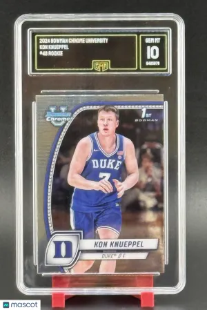 Graded 2024 Bowman University Chrome Topps Kon Knueppel #48 Base RC GMA 10 Basketball Card