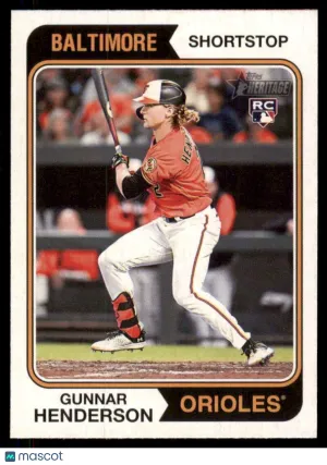 2023 Topps Heritage Gunnar Henderson #64 Rookie,Base Set Baltimore Orioles