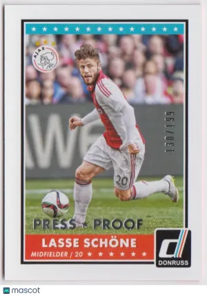 2015 Panini Donruss Base Set Silver Press Proof #15 Lasse Schone Ajax 130/199 Parallel