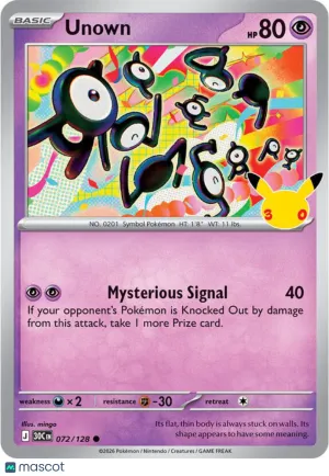 Pokemon TCG 30th Celebration Unown Reverse Holo #72/128