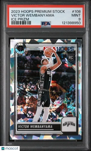 2023 Panini Hoops Premium Stock Victor Wembanyama #108 Ice Prizm PSA 9