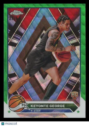 Keyonte George 2023 Topps Chrome Green Wave Refractor 21/65 RC #153 Utah Jazz