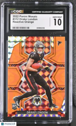 2022 Panini Mosaic Drake London Reactive Orange Rookie #312 CGC 10 Atlanta Falcons