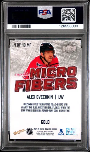 /10 2024 Skybox Metal Universe Microfibers Alex Ovechkin #4 Gold PSA 10 back