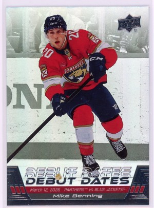 2026-27 Upper Deck Mike Benning Debut Dates #DD-18