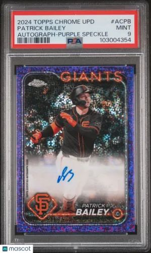 2024 Topps Chrome Update Auto Patrick Bailey Purple Speckle /299 PSA 9