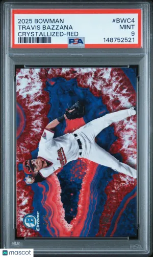 2025 Bowman Crystallized Baseball Travis Bazzana #BWC4 Red SSP /5 PSA 9