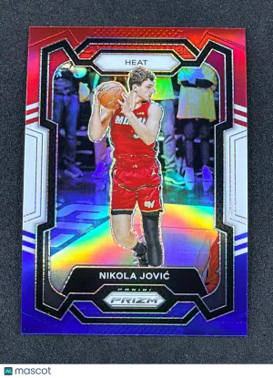 2023-24 Panini Prizm 121 Nikola Jovic Prizm Red White and Blue Miami Heat