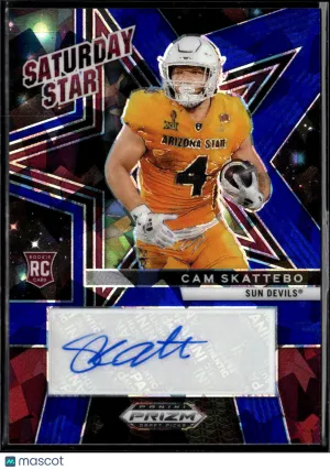 Cam Skattebo 2025 Panini Prizm Draft Picks Blue Shimmer SSS-CSO Auto RC 8/45