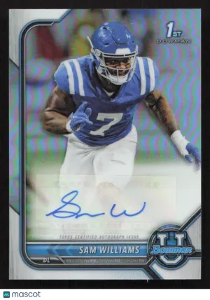 2021-22 Bowman University Sam Williams #BCPA-SW Bowman Chrome Prospects Autographs AU
