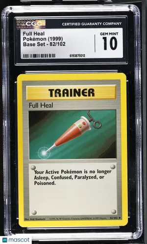 Full Heal 1999 Pokemon Base Set Low Pop CGC 10 #82/102