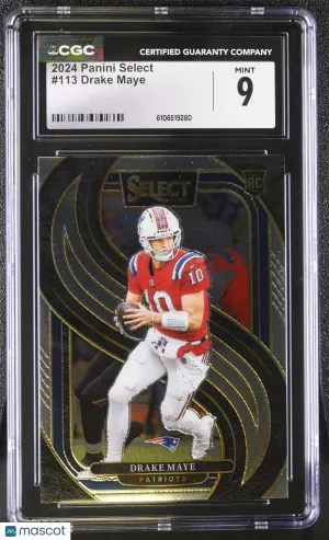 2024 Panini Select Drake Maye Rookie #113 CGC 9 New England Patriots