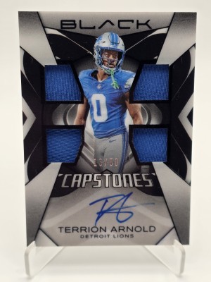 Panini 2025 Black Football Terrion Arnold Lions Capstones Auto Patch #CAP-TAD 13/50