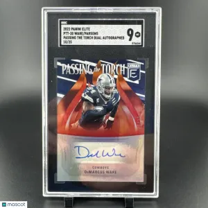 2022 Panini Donruss Elite DeMarcus Ware Micah Parsons #PTT-30 Passing The Torch Dual Autograph 25 / Autographed SGC 9