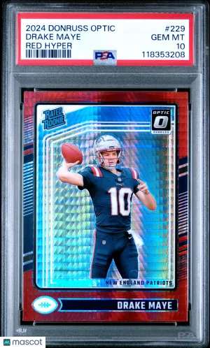 2024 Panini Donruss Optic Drake Maye Red Hyper #229 PSA 10