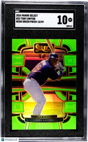 2024 Panini Select Tony Gwynn Neon Green Prizm 49 /49 #22 SGC 10 San Diego Padres