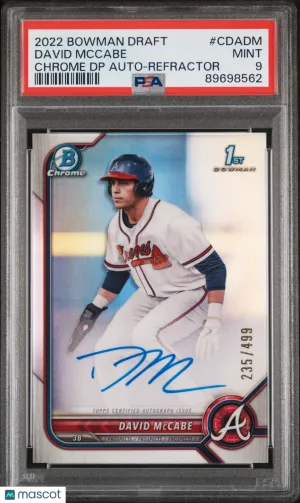2022 Bowman Draft Chrome Draft Pick Autographs David Mccabe Chrome DP Auto Refractor PSA 9