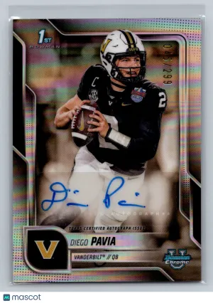 2025 Bowman University Chrome Football Diego Pavia Refractor Auto #BCA-DPA /299 Vanderbilt