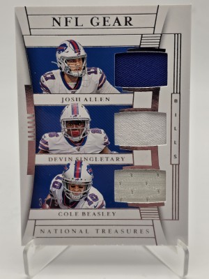 2019 National Treasures Allen/Singletary/Beasley NFL Gear Triple Patch 31/99