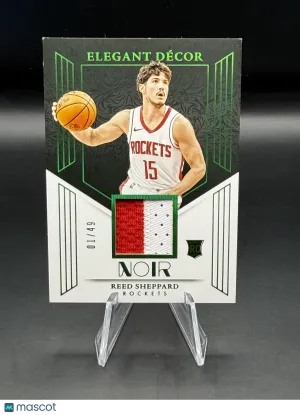 Reed Sheppard 2025 Noir Elegant Décor #EDR-SHP Green Patch Relic RC 1st PRINT 01/49 - Houston Rockets