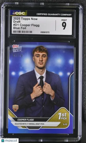 2025 Topps Now Cooper Flagg #D1 Blue Foil /75 Rookie CGC 9