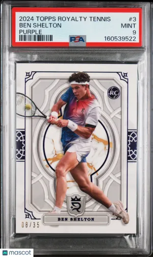 2024 Topps Royalty Tennis Ben Shelton #3 Purple Rookie 08/35 PSA 9