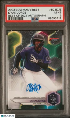 2023 Bowman's Best Best Of 2023 Autographs Dyan Jorge PSA 9