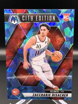 2024-25 Panini Mosaic No.274 City Edition Blue Ice Zaccharie Risacher Rookie Card Numbered 097/125