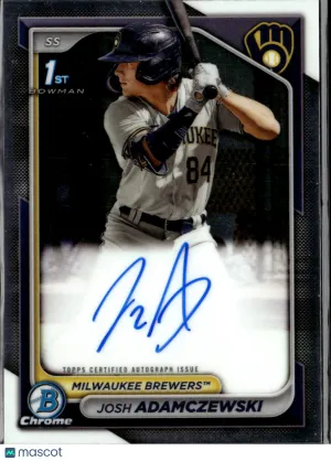 Josh Adamczewski 2024 Bowman Chrome Auto Milwaukee Brewers