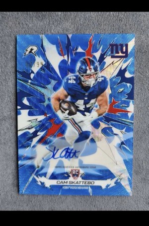 2025 Topps Resurgence Cam Skattebo- Signatures Blue Surge Refractor #/99