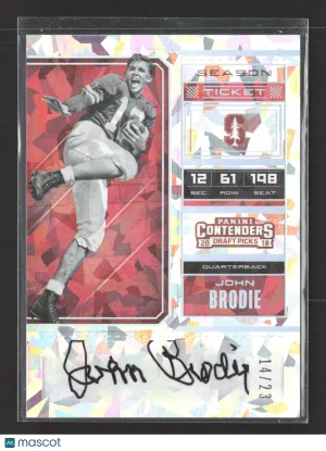 2018 Panini Contenders Draft Picks John Brodie Autographed Cracked Ice #21 14/23 Football Card