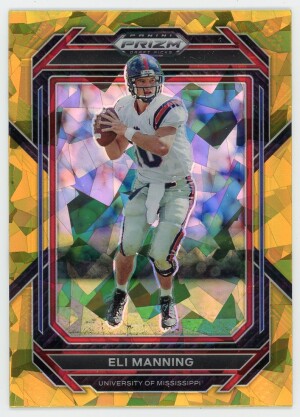 2023 Prizm Draft Picks #37 Eli Manning Gold Cracked Ice
