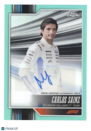2026 Topps Chrome Formula 1 Autograph Carlos Sainz #CAC-CS Aqua 023/199